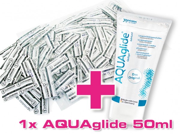London Kondom Q600 feucht 100er + 1x AQUAGlide Gleitgel 50ml GRATIS