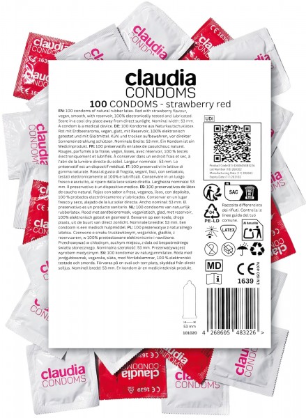 claudia CONDOMS - strawberry red 100er - Kondome