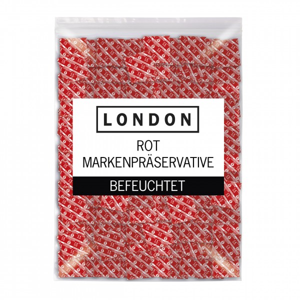 London rot mit Erdbeeraroma 5x 1000er Kondom