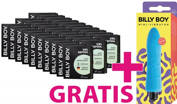 Billy Boy Viel Gefühl 30x 3er Kondom + Billy Boy Vibrator Mini - 1er GRATIS