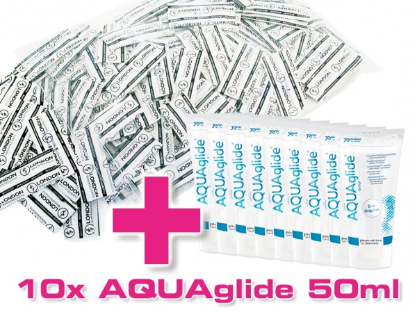 London Kondom Q600 feucht 1000er + 10x AQUAGlide Gleitgel 50ml GRATIS