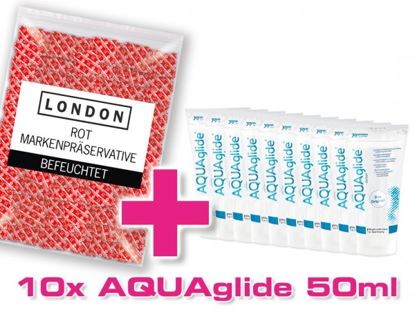 London Rot mit Erdbeeraroma 1000er + 10x AQUAGlide 50ml GRATIS